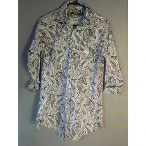 Lauren Ralph Lauren Shirt, Blue & White Paisley, Size XS sleepshirt